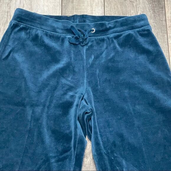 Croft & Barrow Straight-Leg Velour Pants color is Blue Dye Size PM - Picture 3 of 9